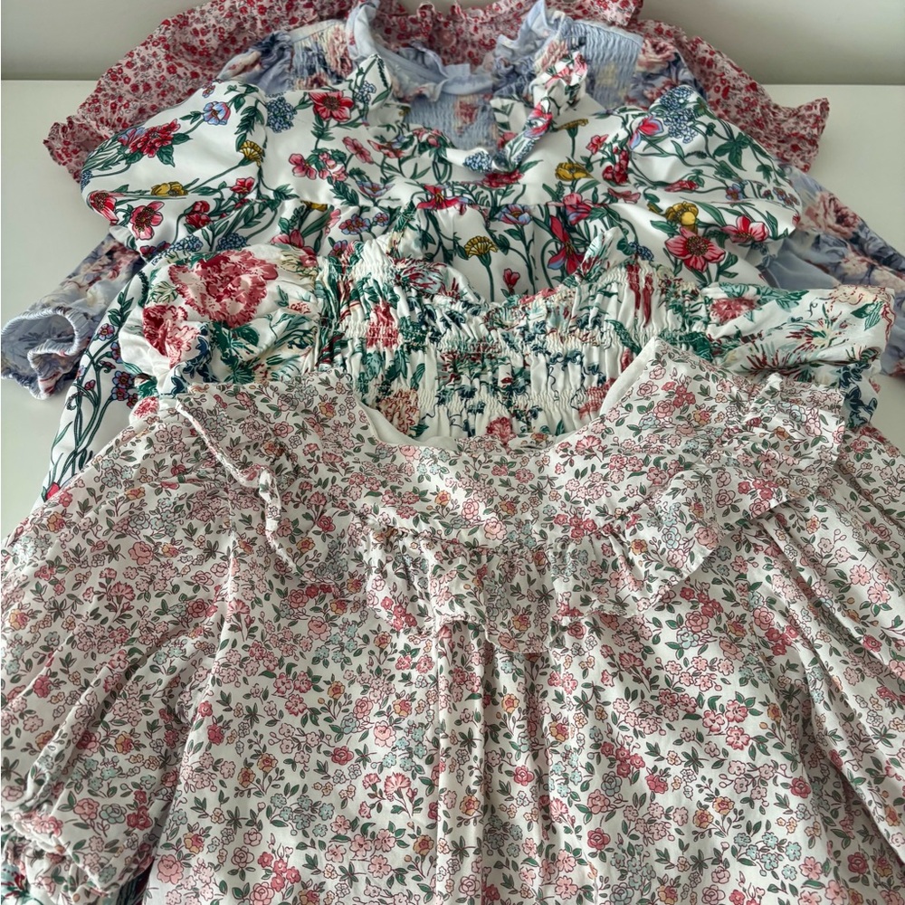 Bundle of 5 Janie and Jack Girls items 3 Blouses size 6years  2 dresses 7 years